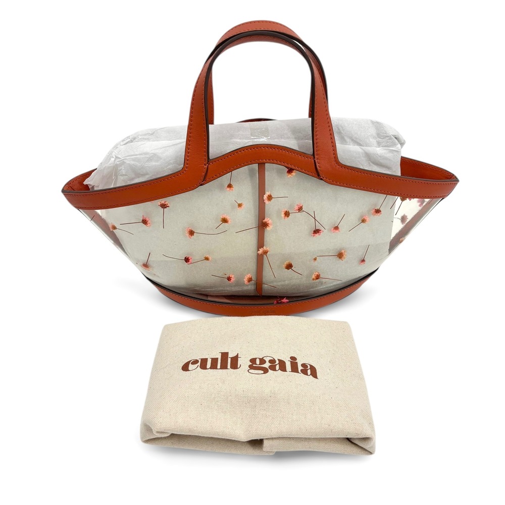 Cult Gaia Mini Yara Tote Bag‎ | Leather Trim, Transparent w/ Pressed Flowers - Picture 7 of 11